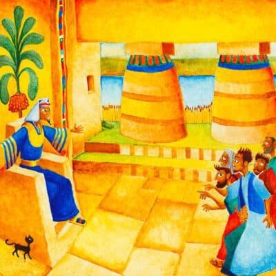 Vayigash: illustrated Torah portions, Bible art, Old Testament art, Joseph at last reveals his identity to his brothers.