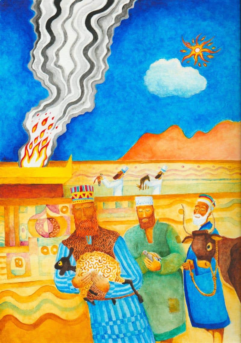 Vayikra: Torah artwork: Bringing sacrifices to the altar.