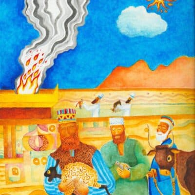 Vayikra: Torah artwork: Bringing sacrifices to the altar.