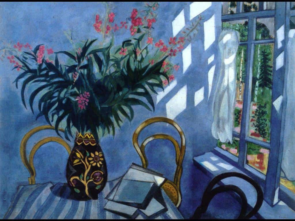 Interior with Flowers, by Marc Chagall, 1918