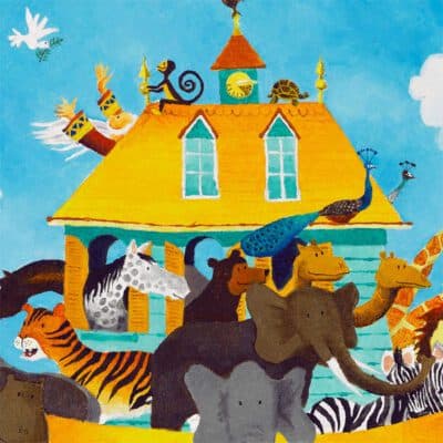 Parshat Noach (detail): Noah's Ark with pairs of animals