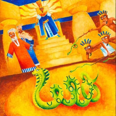 Parshat Va'era: Moses, Pharaoh and the serpent (artwork)