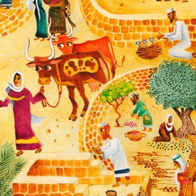 פרשת כי תצא Parshat Ki Tetze: Returning your brother's ox and other themes (Biblical artwork, detail)