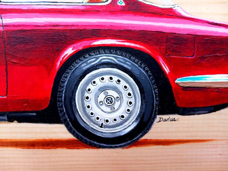Alfa GT Junior artwork - original painting (detail)