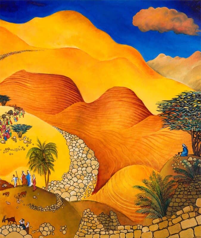 Biblical artist: Darius Gilmont's painting: Entering the Promised Land.