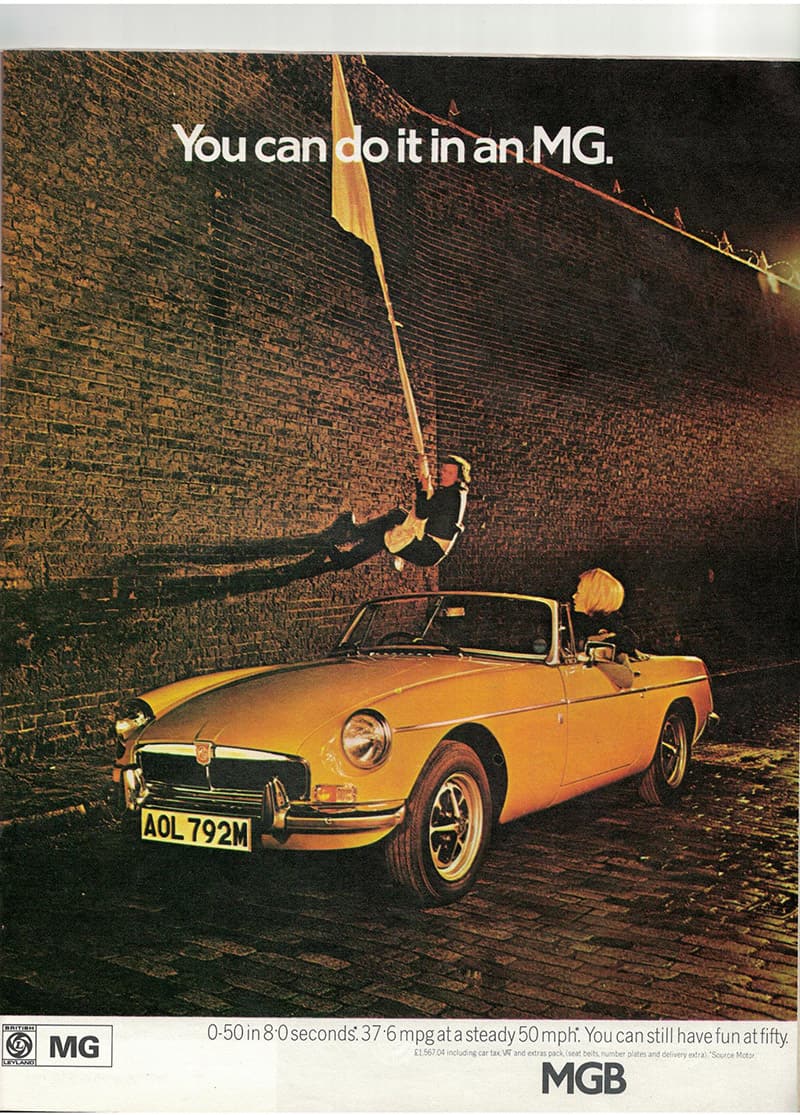 MGB classic car original 1974 advert