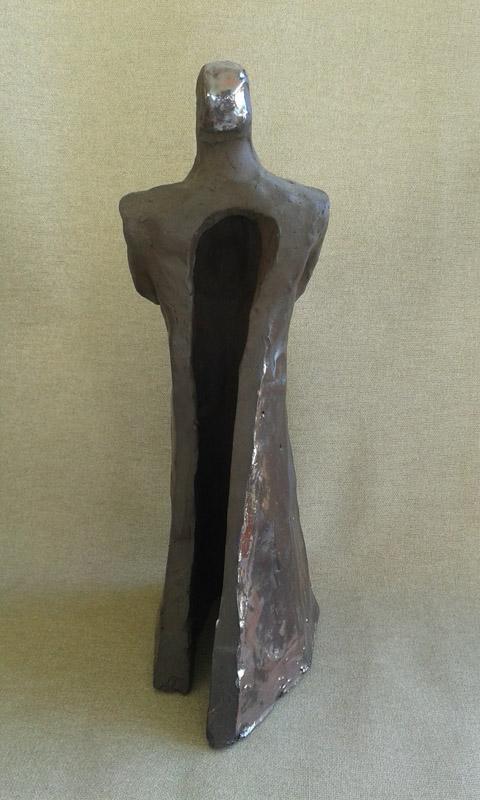 Biblical ceramic sculpture: New Black Moses (rear view)