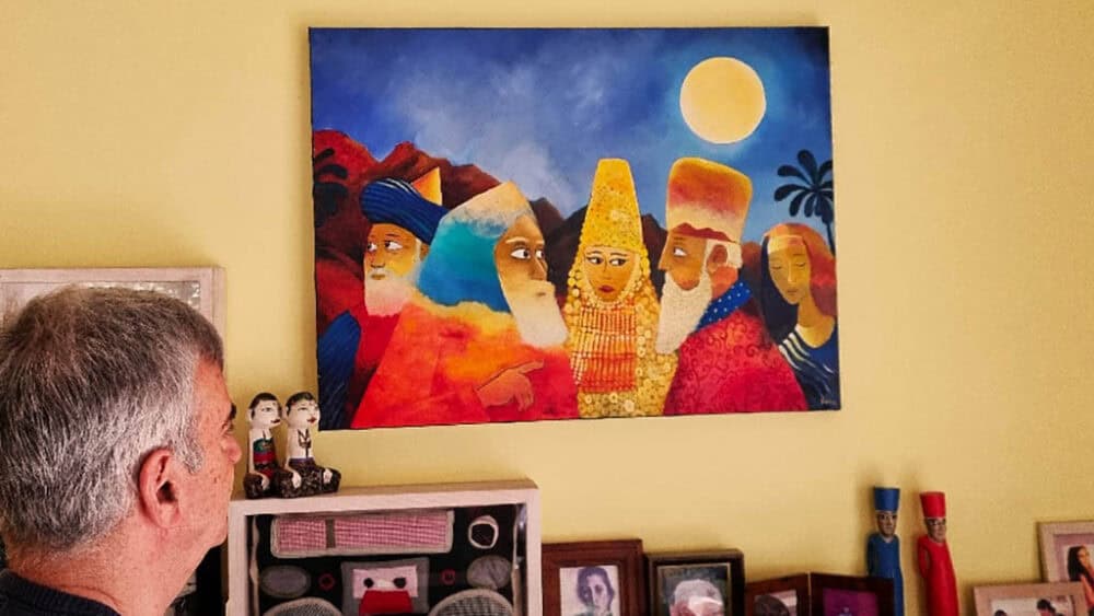 Art for a Dream World: A painting called "The Night Meeting" showing a mysterious Middle Eastern group of people meeting under a full moon.