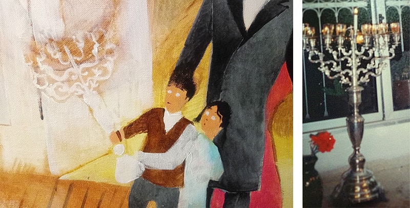 Historical painting (detail); children with a candelabra (unfinished)