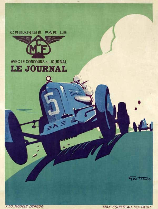 Motoring art: Art Deco poster by George Hamel ("Geo Ham"), 1930's.