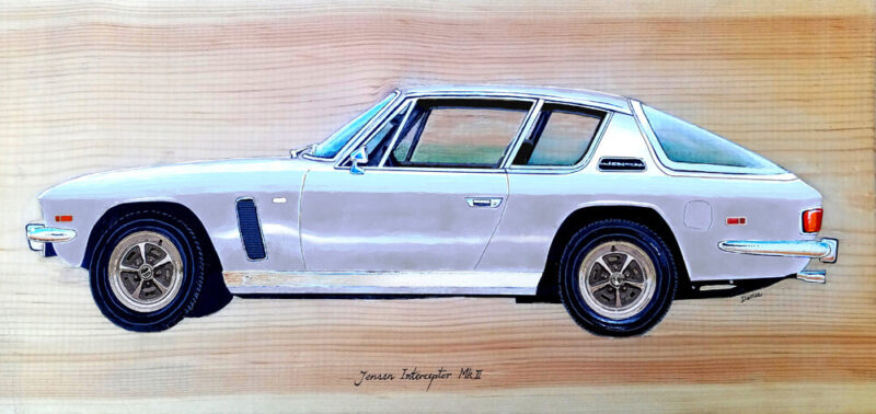 Auto art: Jensen Interceptor Mk II: Silver with black interior: canvas print