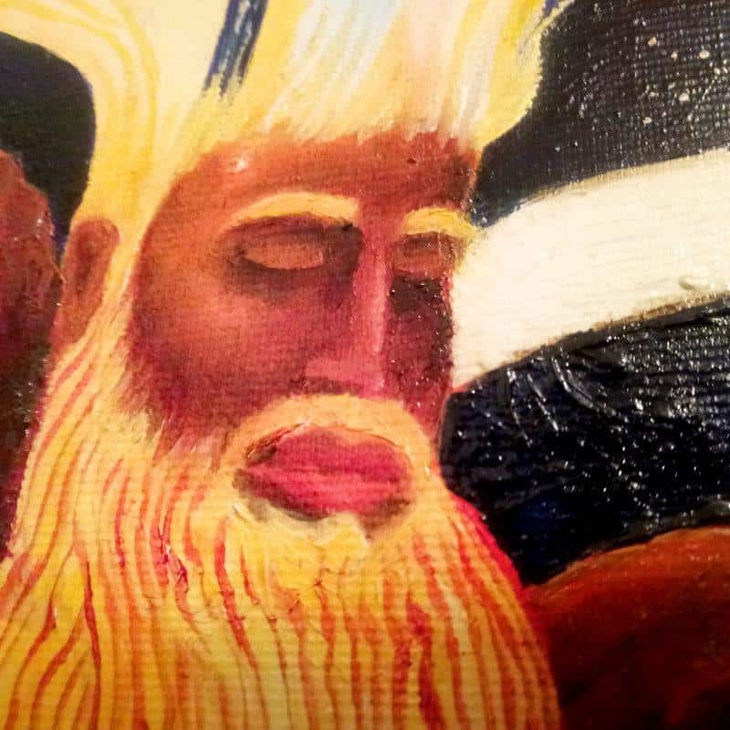 Contemporary Biblical art, Moses at Sinai with the Tablets of the Law, detail of original oil painting by Darius Gilmont