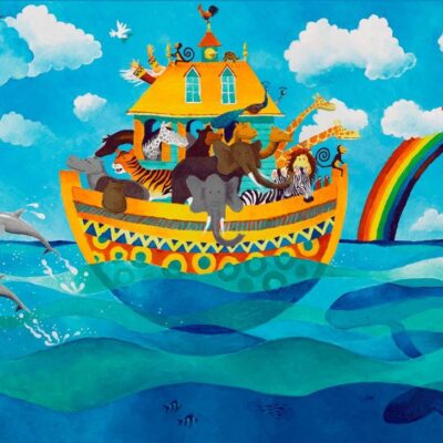 Parshat Noach: Noah's Ark, contemporary Biblical art, illustrated Torah portions, Bible art, Old Testament art