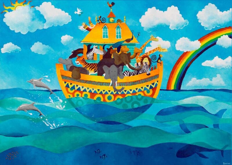 Parshat Noach: Noah's Ark, contemporary Biblical art, illustrated Torah portions, Bible art, Old Testament art