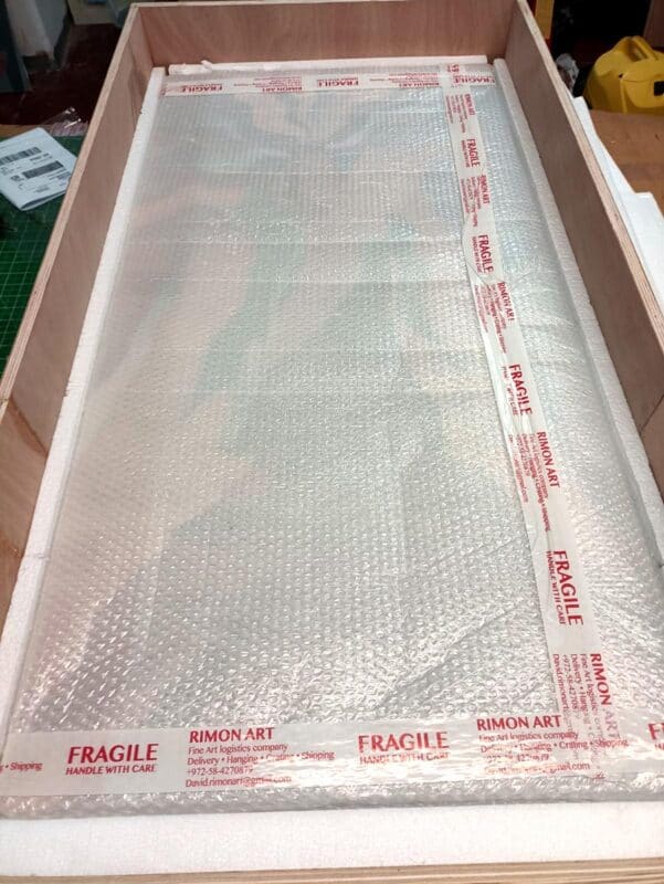Art for a Prayer Room - Moses painting packed for transit