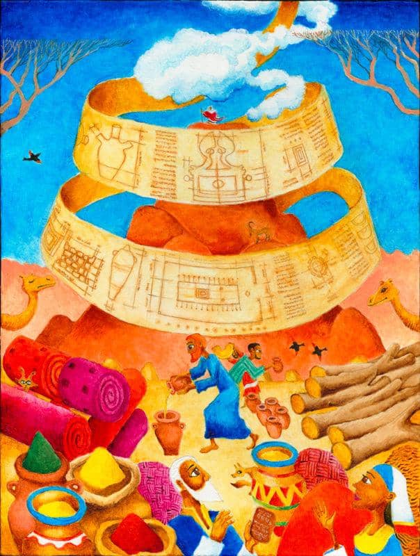 illustrated Torah portions, Bible art, Old Testament art, Original Jewish art: Parshat Teruma: Bible art from the Book of Exodus